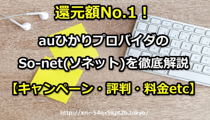 auひかり,ソネット,So-net,キャンペーン,評判,料金,キャッシュバック,月額割引