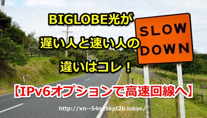 BIGLOBE光,ビッグローブ光,遅い,速い,違い,IPv6オプション,v6プラス