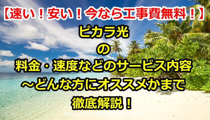 ピカラ光,料金,速度,auスマートバリュー,工事費無料,プロバイダ,電話,テレビ